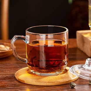 新沏茶玻璃杯家用茶杯带把带盖透明耐热加厚男女泡茶水杯办公室杯