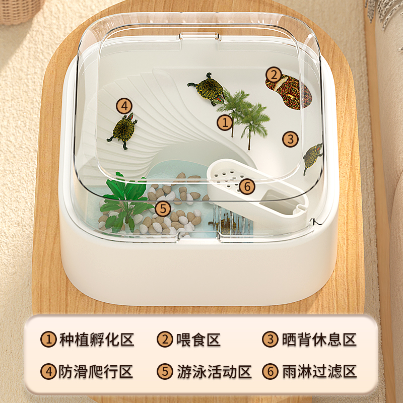 乌龟缸循用带饲滤家环带晒台特大号造景专用乌龟过养缸养鱼养龟箱