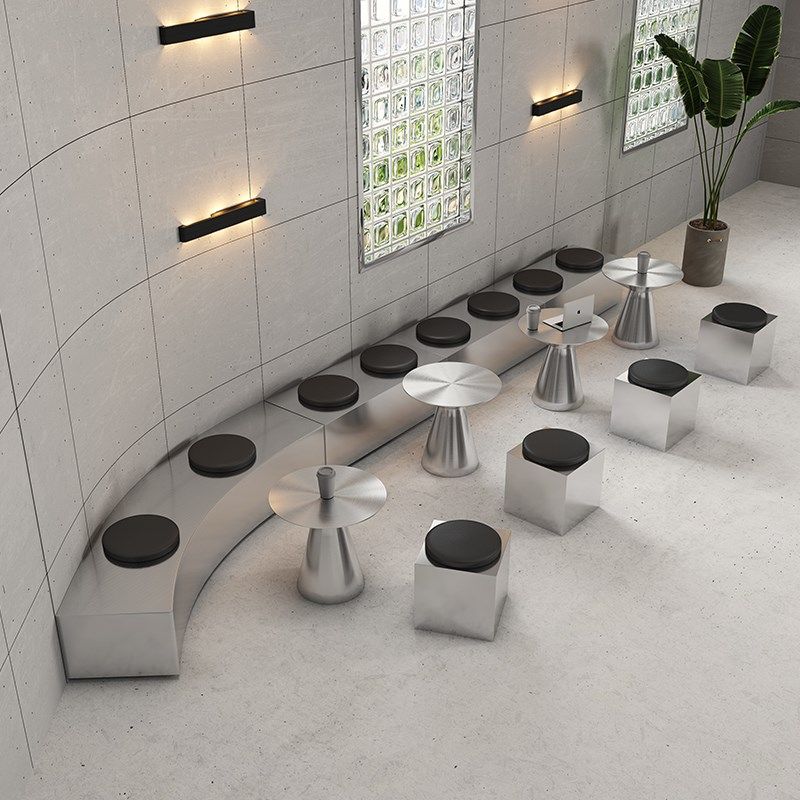 网红工业风不锈钢卡座沙发靠墙咖啡厅奶茶店桌椅外摆长条凳子定制,商业/办公家具,卡座,淘宝优惠券,粉丝福利购,淘宝优惠卷