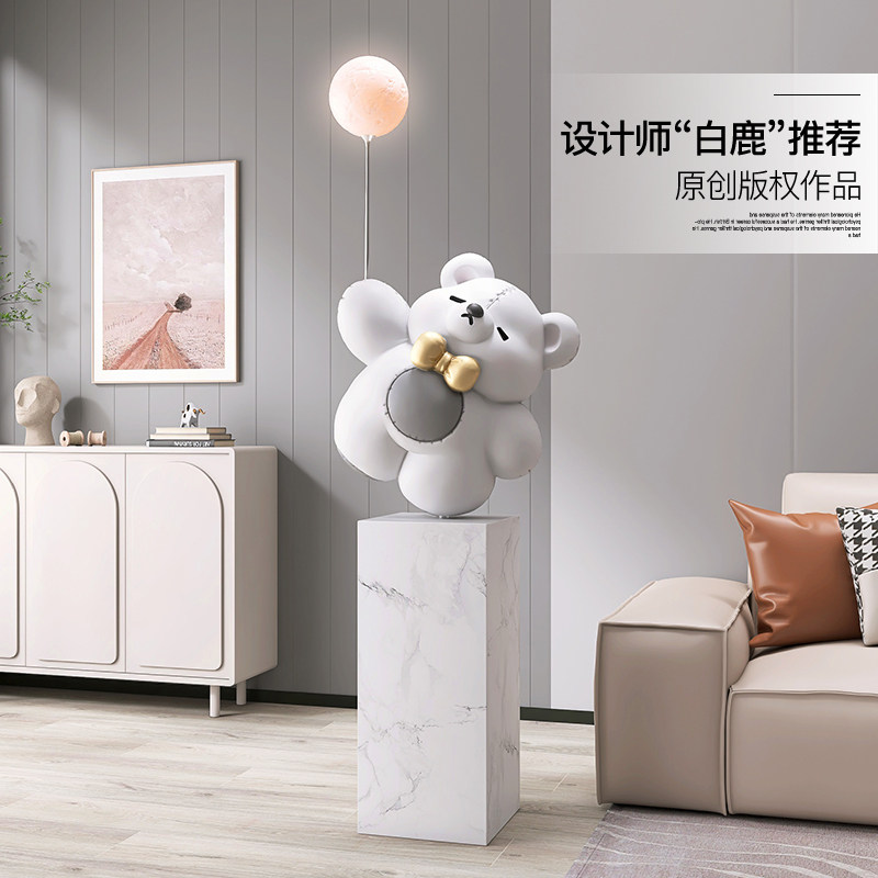 大型潮玩熊落地摆件家居饰品客厅玄关酒店开业雕塑大理石乔迁礼物,家居饰品,落地摆件,淘宝优惠券,粉丝福利购,淘宝优惠卷