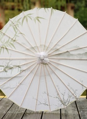 新色纯舞蹈伞演色伞绸布伞油纸伞色白款素贞白伞纯出白送别道具伞
