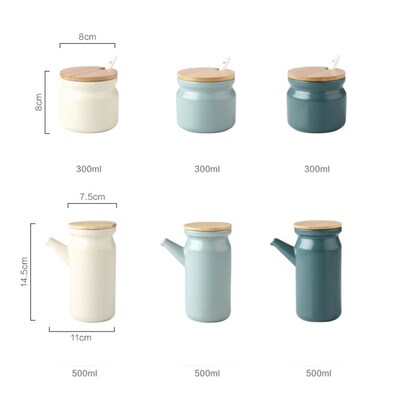 Ceramic Spice Rack Salt Shaker Pepper Vinegar Oil Bottle Sug