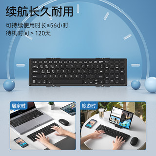 BOW 折叠无线三蓝牙键盘t滑鼠套组带数字键外接笔记本ipad平板手
