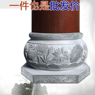 木柱底座空心包柱石天然青石柱墩圆墩墩子底座柱基石柱脚石柱墩石