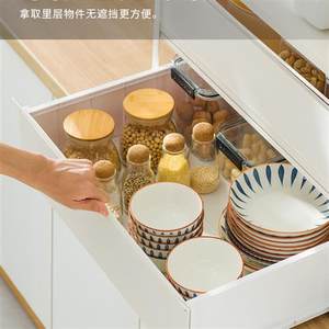收盘碗纳架厨房放物架抽屉式碗架分E层架家用橱柜内筷盒置碗碟架
