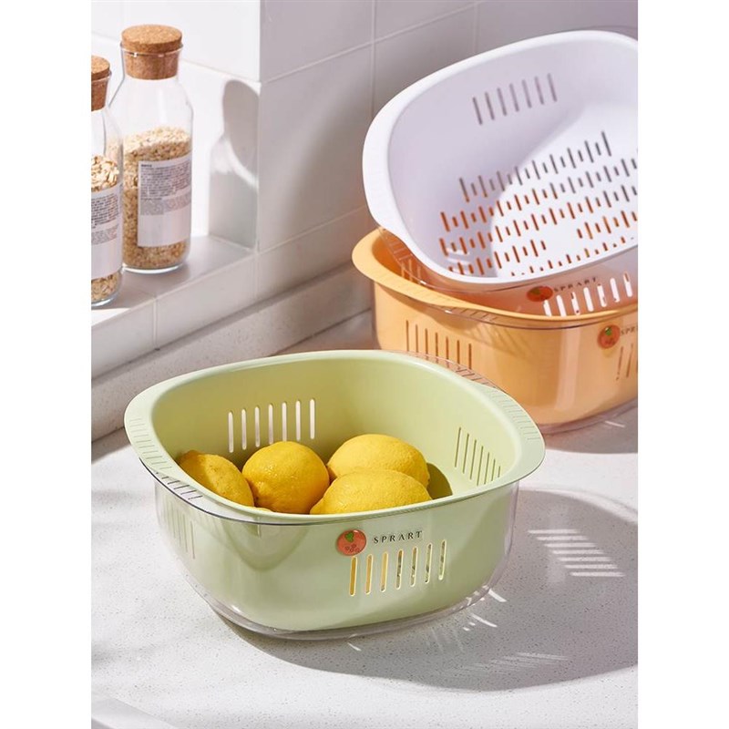 塑料沥水篮洗菜篮新款水果盆家用客厅多功能碗茶几双层洗水果盘
