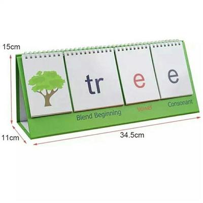 新品英语单字拼写游戏教具自然拼读桌面桌历翻翻R卡可擦写词条句