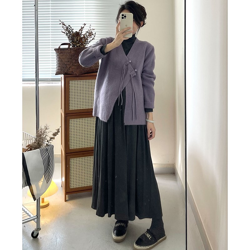 孕妇连衣裙套装秋冬韩版宽松不规则毛衣外套内搭裙两件套2024新款