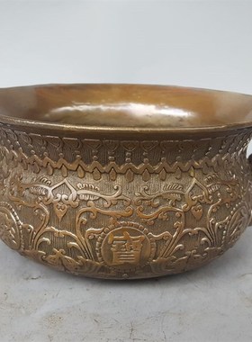 铜聚宝盆  纯铜聚宝盆香炉金属工艺品招财聚财风水铜器摆件铜香炉