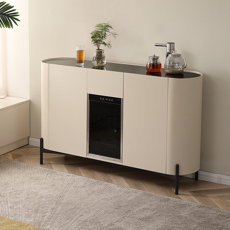 2023新款语音茶吧机餐边柜客厅家用实I木饮水机智能带消毒一体柜