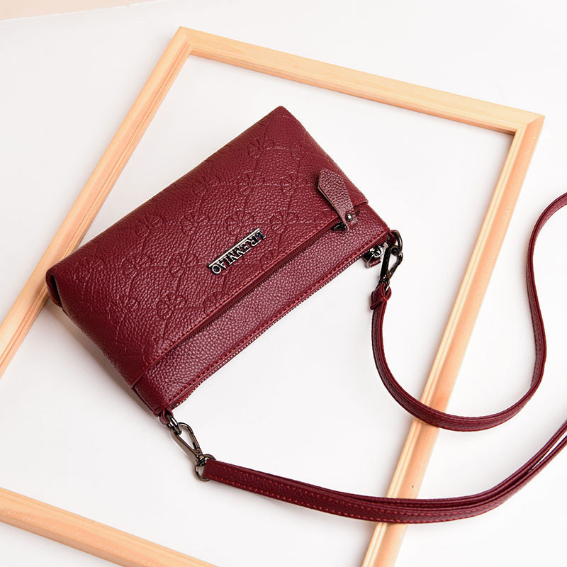 单肩手机包女斜挎包双p层拉链钱包女小包软皮中年妈妈买菜手拿手