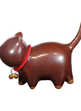 禹州神垕钧瓷摆件小猫招财物件办公室可爱创意陶瓷茶宠节日礼物