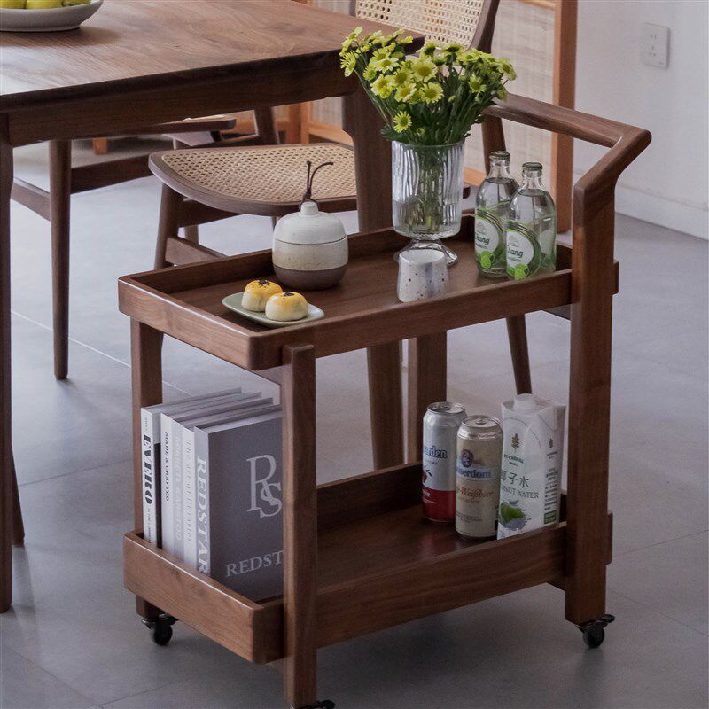新中式实木推车边几黑胡桃木可移动收纳置物阳台客厅沙发边几,家居饰品,落地摆件,淘宝优惠券,粉丝福利购,淘宝优惠卷