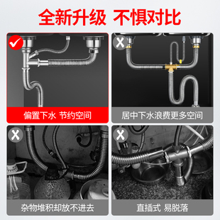 厨房洗菜盆下水管配件排水管不锈钢水槽下水器洗碗池双水槽防臭套