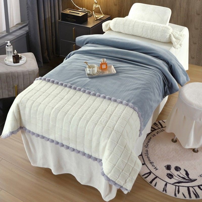 z7a秋冬新款懒兔毛 美容院床罩四件套 加厚床单被套美体.按摩 床