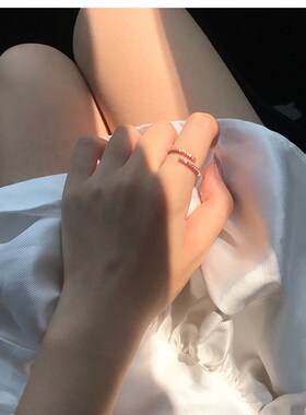 ins简约设计食指戒指女韩国个性百搭精致锆石开口可调节指环