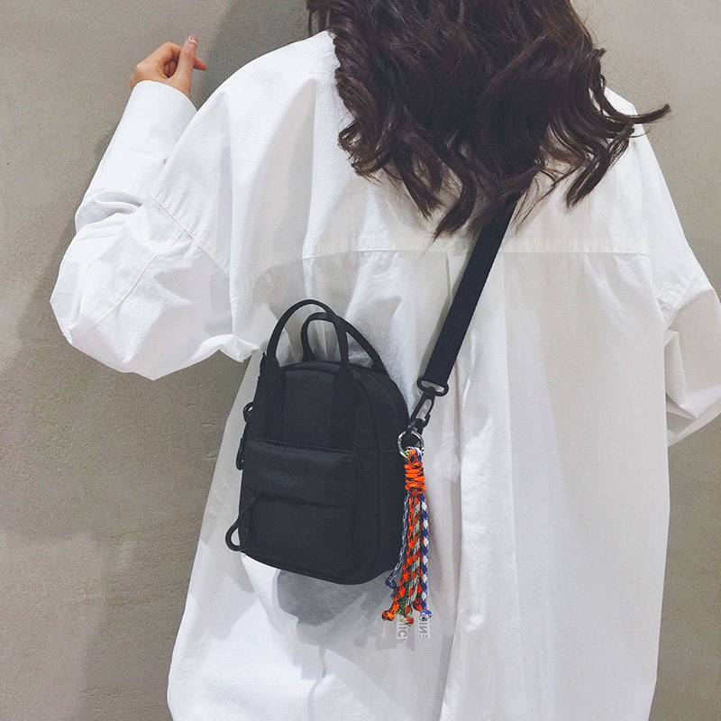 黑色尼龙帆布手提小包包女日系潮流个性百搭PU防水情侣手机斜挎包,箱包皮具/热销女包/男包,通用款女包,淘宝优惠券,粉丝福利购,淘宝优惠卷