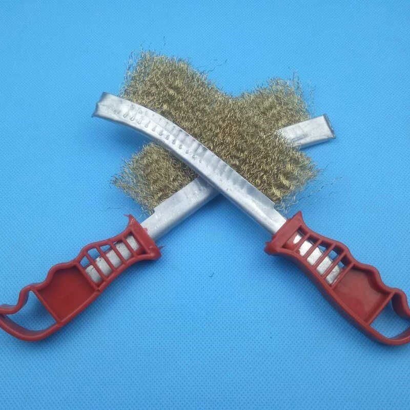 工厂销石头刷子刀型钢丝刷烧烤架清洁刷I子工业除锈抛光用钢刷打