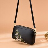 中年女士妈妈绣花小包夏季 女包包2023新款 时尚 潮流软皮单肩斜挎包