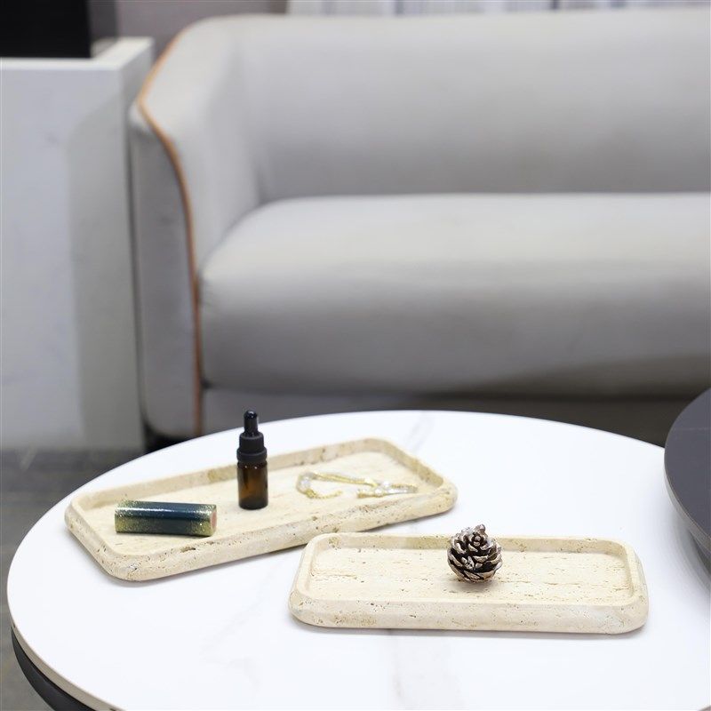现代简约侘寂风天然洞石大理石托盘装饰摆件客厅茶几酒店家居饰品,家居饰品,装饰摆件,淘宝优惠券,粉丝福利购,淘宝优惠卷