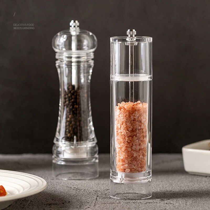 Salt and Pepper Black Grinder Transparent Spice Pepper Mill
