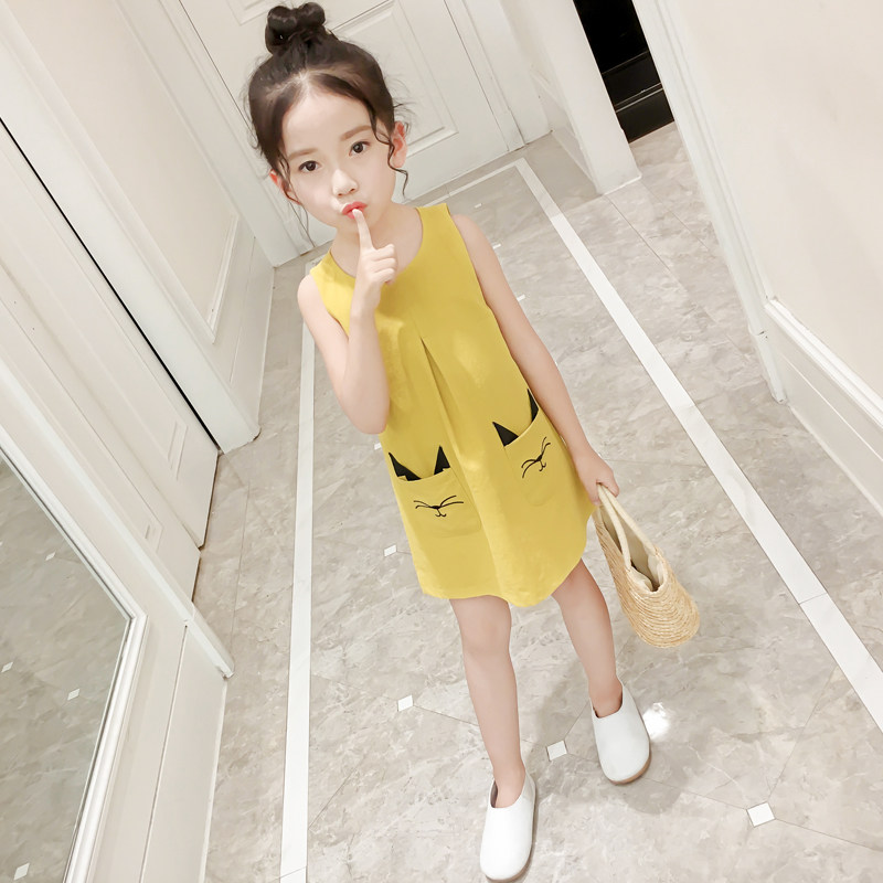 女童连衣裙夏装2023新款儿童洋气纯棉背心裙子女孩时尚韩版公主裙