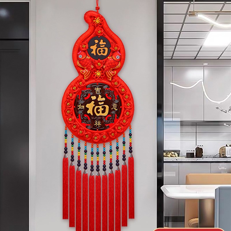 桃木中国结挂件客厅大号福字中F国结玄关乔迁平安结家居装饰墙