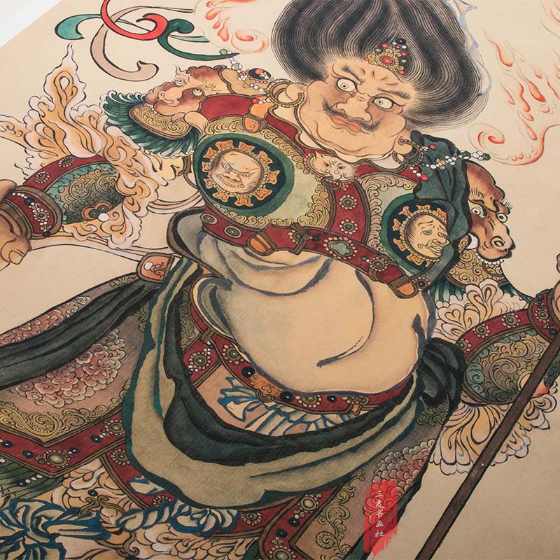国画天王毗琉璃像南方增长天王像古画复制微喷画心未装裱临摹装饰