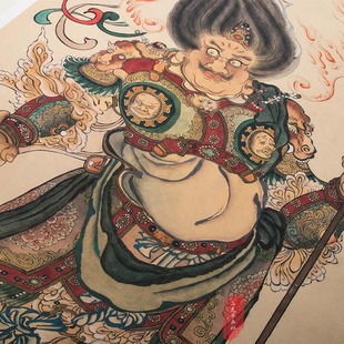 国画天王毗琉璃像南方增长天王像古画复制微喷画心未装裱临摹装饰