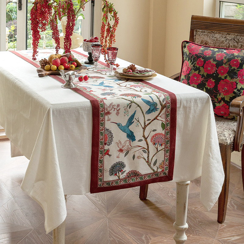美式桌旗田园风翠鸟高级感电视柜桌布茶几桌布斗柜新中式茶旗定制,居家布艺,桌旗,淘宝优惠券,粉丝福利购,淘宝优惠卷