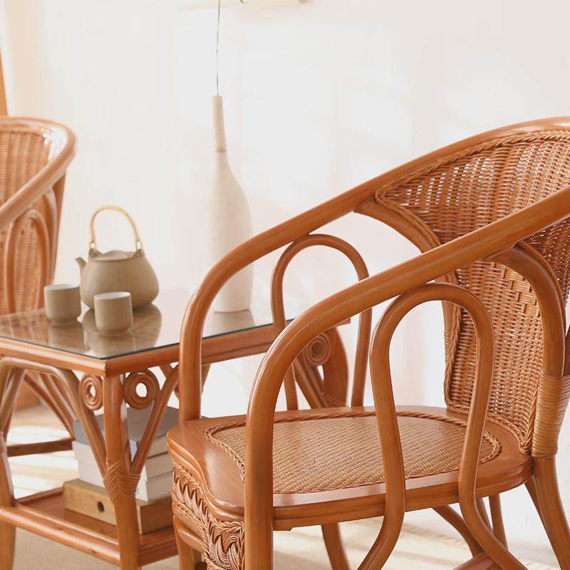 藤椅子靠背椅老人藤椅三件套休闲阳台藤椅茶桌编织藤条天然真藤,住宅家具,阳台椅,淘宝优惠券,粉丝福利购,淘宝优惠卷