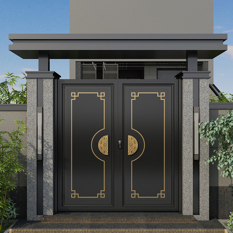 徳国进口中式别墅大门乡村门楼庭院双开农村自建房围墙铝艺院子铝