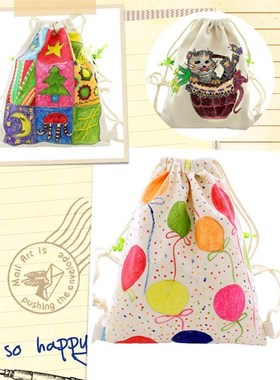 Blank DIY Hand Painting Drawstring Backpack Canvas Backpack