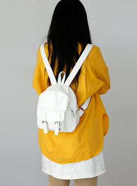 新品  春夏j季白色双肩包女包简约轻便女生小背包韩版休闲时