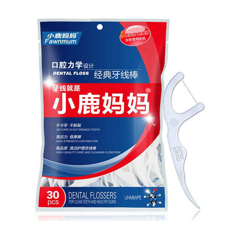 促销小鹿妈妈牙线棒高拉力细剔牙细滑圆G线牙签棒100支x5袋(经典属于什么档次？