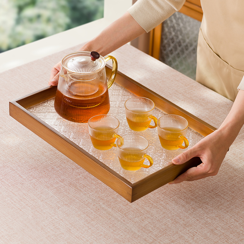 型茶家用茶托盘长方形茶具茶几小茶干泡台客厅放盘杯收纳竹制餐盘