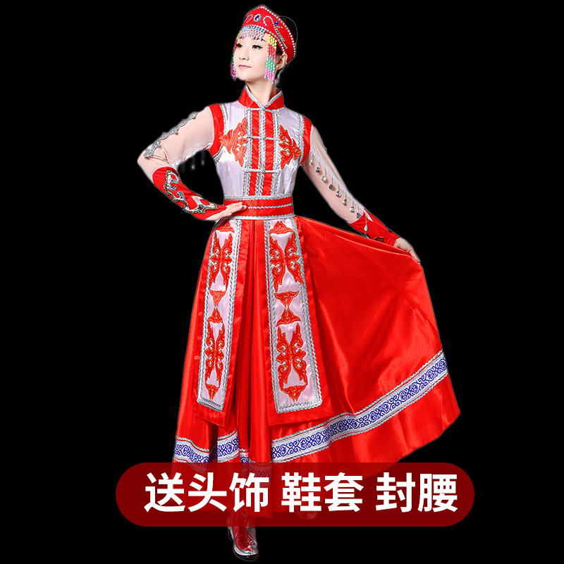 小众高货新款蒙古族演出服女装内蒙古舞蹈服装蒙古袍成人少数民族