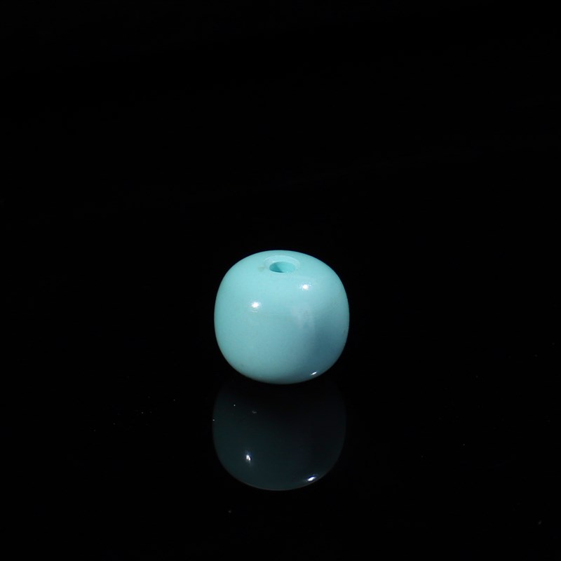 原矿天然绿松石老型珠?湖北十堰 高瓷蓝8mm珠子 松石小配件