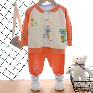 婴儿春秋外套男宝洋气纯棉运动开衫加绒套装棒球服冬女婴幼儿上衣