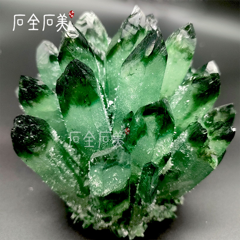 天然绿水晶簇原石绿幽灵摆件手链消磁石家居P办公室装饰礼品摆件