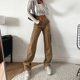 High Wide Waist Big Cargo 网红Vintage Khaki Leg Pants Women