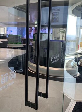 Q683不锈钢圆管黑色玻璃门w扶手酒店木门把手有框门移门简约大拉