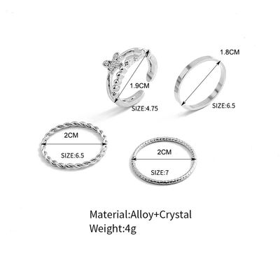 速发Butterfly Metal 4pcs set Rings women蝴蝶4件套戒指 关节戒