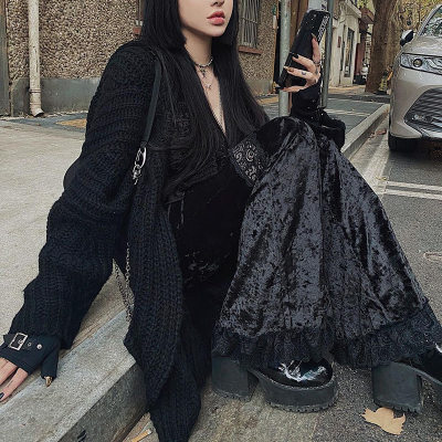 极速Sexy Fashion Patchwork Lace Solid Flare Pants Women Goth