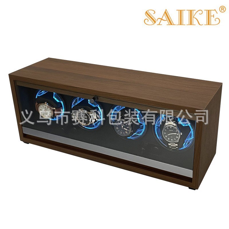 【彩盒款】黑胡桃纹木质r4表位全自动机械手表摇表器上链马达表盒