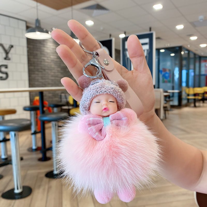 新品厂家直销新款软萌毛绒u睡眠娃娃卡通公仔汽车钥匙扣可爱背包