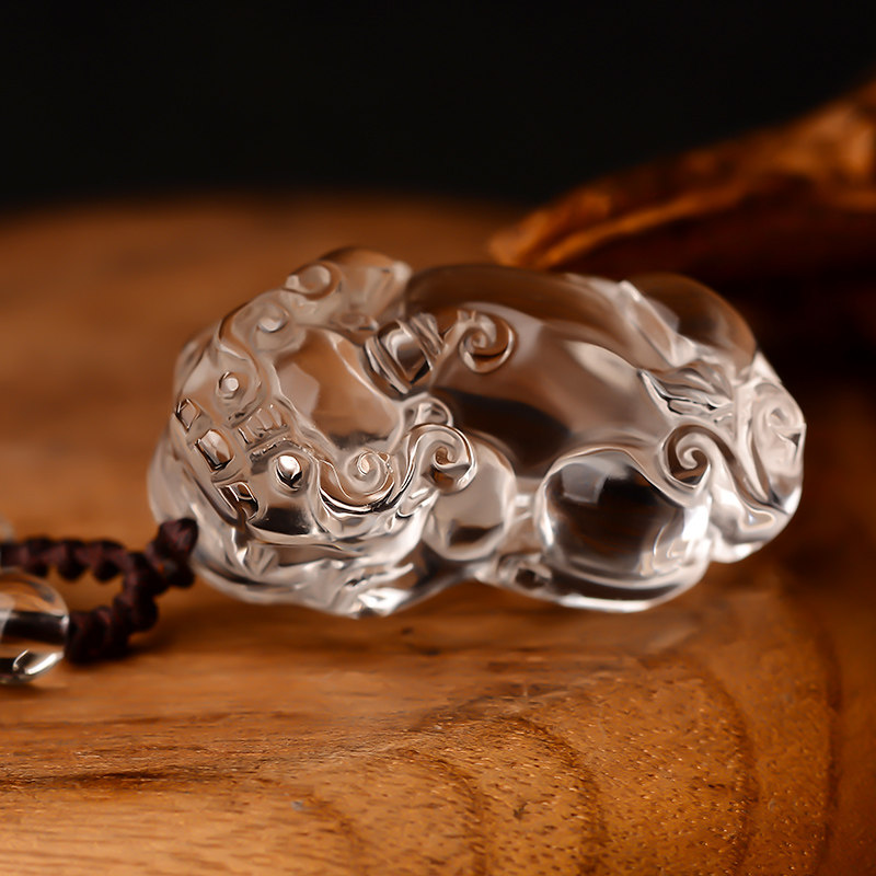 现货速发天然白水晶招财貔貅吊坠貔恘女项链男士皮丘情侣挂件挂坠