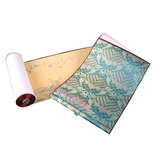 古代名画百鸟朝凤国画丝绸画卷轴挂画长卷沈铨花鸟松梅双鹤图绢布