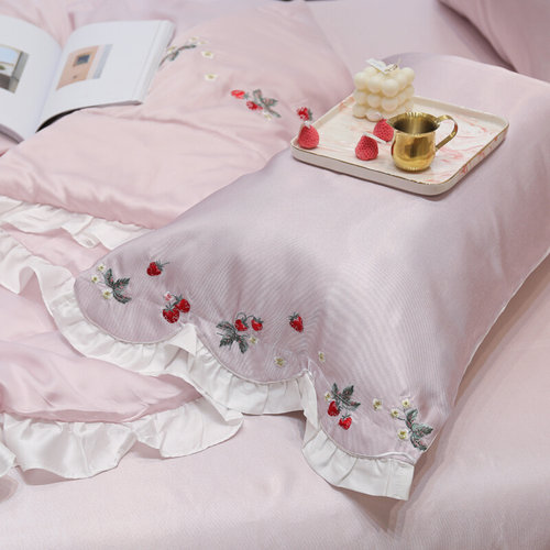 凉席冰丝席四件g套夏季可水洗公主风蕾丝边空调软席子三件套1.8m