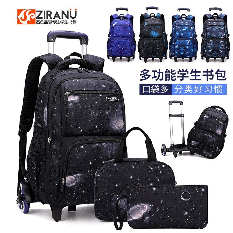 手拉背囊拉杆可背可拖拉旅游行李箱包袋带滑轮子双肩背包超轻书包